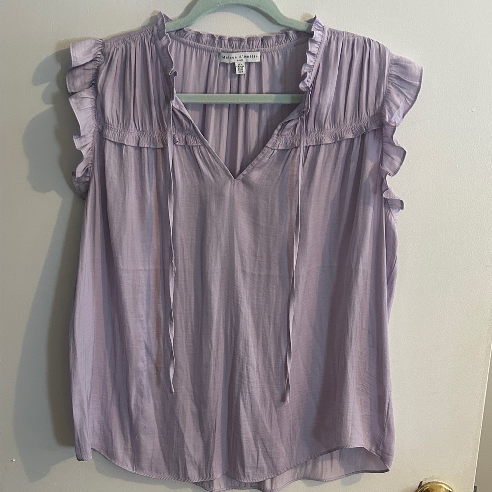 Lilac Ruffle Sleeve Women's Blouse